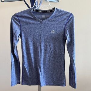 Adidas Heathered Purple V-Neck Long Sleeve